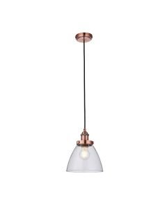Endon Lighting - Hansen - 76332 - Aged Copper Clear Glass Ceiling Pendant Light