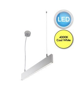 Saxby Lighting - Kingsley - 92520 - LED Silver Anodised Frosted 61cm Length Bar Ceiling Pendant Light