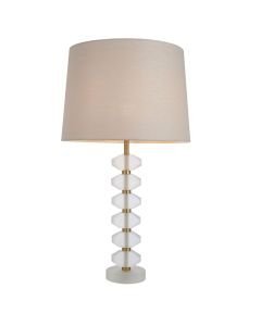 Endon Lighting - Annabelle - 98341 - Frosted Crystal Glass Natural Table Lamp With Shade