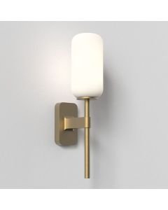 Astro Lighting - Tacoma Single 1429007 & 5036009 - IP44 Antique Brass Wall Light with Opal Reed Glass Shade