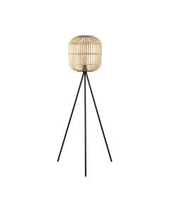Eglo Lighting - Bordesley - 43219 - Black Natural Wood Tripod Floor Lamp