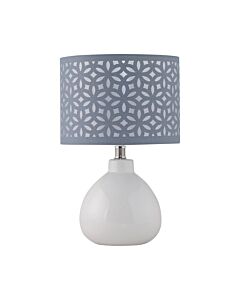 Tuscan - White Ceramic Lamp with Grey Cut Out Shade