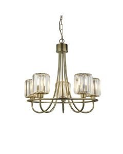 Endon Lighting - Berenice - 107802 - Antique Brass Clear Glass 5 Light Ceiling Pendant Light
