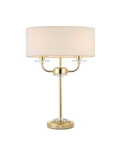 Endon Lighting - Nixon - 70564 - Brass Vintage White 2 Light Table Lamp With Shade
