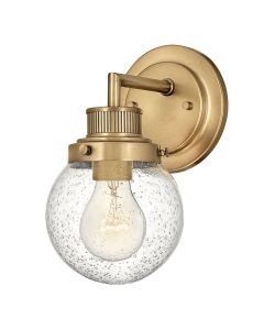 Quintiesse - Poppy - QN-POPPY1-HB-BATH - Heritage Brass Clear Seeded Glass IP44 Bathroom Wall Light
