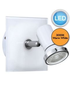 Eglo Lighting - Tamara 1 - 95993 - LED Chrome White Glass IP44 Bathroom Wall Spotlight
