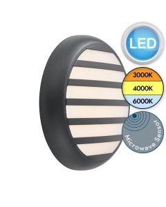 Saxby Lighting - Hero - 95553 & 95541 - LED Anthracite Opal IP65 Microwave Grill Bezel Outdoor Sensor Bulkhead Light