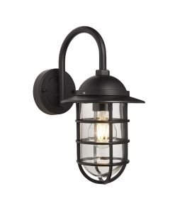 Endon Lighting - Port - 96907 - Black Clear Glass IP44 Outdoor Wall Light