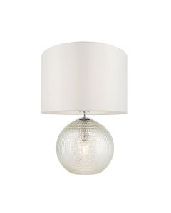 Endon Lighting - Knighton - 98085 - Clear Textured Glass Vintage White Table Lamp With Shade
