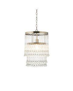 Endon Lighting - Genevieve - 104503 - Antique Brass Clear Crystal Glass Ceiling Pendant Light
