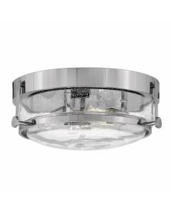 Hinkley Lighting - Harper - HK-HARPER-F-CM-CS - Chrome Clear Seeded Glass 3 Light Flush Ceiling Light