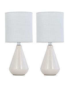 Set of 2 Cosmo - Grey Ceramic 30cm Lamps with Fabric Shades