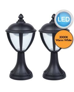 Set of 2 Unite - 9W LED Black Clear IP44 Outdoor Post Lights
