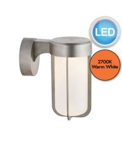 Bothy - Brushed Silver Outdoor LED Wall Light Frosted Glass