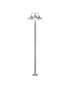 Eglo Lighting - Sidney - 83971 - Stainless Steel White Glass 3 Light IP44 Outdoor Lamp Post