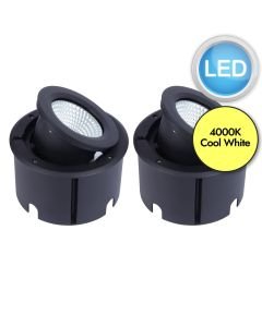 Set of 2 Arctic - LED Stainless Steel Frosted Glass IP67 Outdoor Ground Lights
