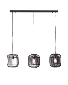 Endon Lighting - Mathias - 101698 - Dark Bamboo Black 3 Light Bar Ceiling Pendant Light
