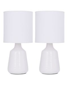 Set of 2 Ripple 29cm White Lamps