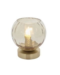 Endon Lighting - Dimple - 91973 - Satin Brass Clear Champagne Glass Table Lamp
