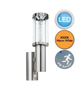 Eglo Lighting - Trono Stick - 94128 - LED Stainless Steel Clear Glass IP44 Outdoor Sensor Wall Light