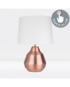 Brushed Copper 39cm Touch Lamp with White Shade