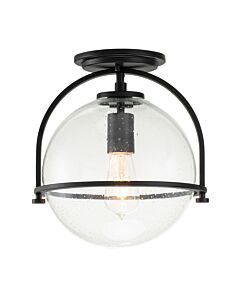 Quintiesse - Somerset - QN-SOMERSET-F-C-BK - Black Clear Seeded Glass Flush Ceiling Light