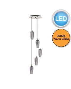 Eglo Lighting - Farsala - 96345 - LED Satin Nickel Clear Glass 5 Light Ceiling Pendant Light