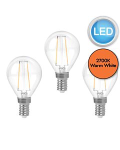 3 x 4.2W LED E14 Filament Golf Ball Dimmable Light Bulbs - Warm White