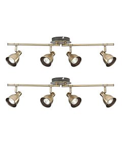 Set of 2 Colson - Antique Brass 4 Way Adjustable Ceiling Spotlights