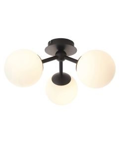 Endon Lighting - Pulsa - 93489 - Black White Glass 3 Light IP44 Bathroom Ceiling Light