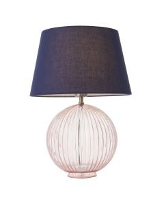 Endon Lighting - Jemma - 92897 - Dusky Pink Glass Navy Blue Table Lamp With Shade