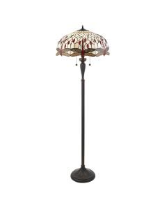 Interiors 1900 - Dragonfly - 70940 - Dark Bronze Tiffany Glass 2 Light Floor Lamp