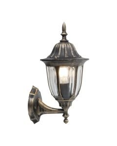 Durham - Black with Brushed Gold IP44 Outdoor Lantern Style Wall Light