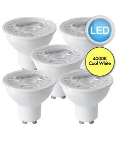 5 x 5W LED GU10 Dimming Light Bulbs - Cool White