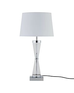 Chrome Plate Table Touch Light with White Cotton Fabric Shade
