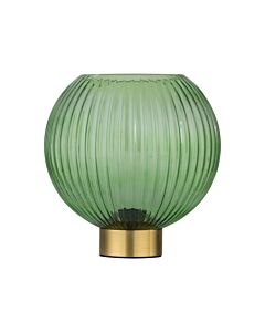 Betchley - Battery Operated Satin Brass Lamp with Green Glass