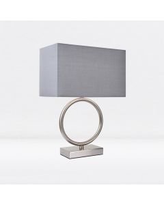 Satin Nickel Hoop Lamp with Grey Shade