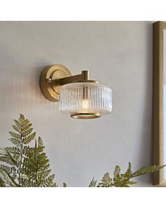 Endon Lighting - Stamford - 120633 - Aged Brass Clear Ribbed Glass Wall Light