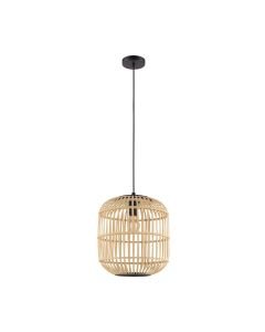 Eglo Lighting - Bordesley - 43216 - Black Natural Wood Ceiling Pendant Light