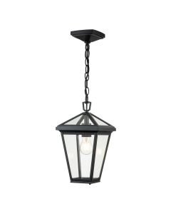Quintiesse - Alford Place - QN-ALFORD-PLACE8-S-MB - Black Clear Glass IP44 Outdoor Ceiling Pendant Light