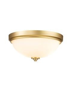 Feiss Lighting - Malibu - FE-MALIBU-F-BATH-BB - Brushed Brass Opal Glass 2 Light IP44 Bathroom Ceiling Flush Light