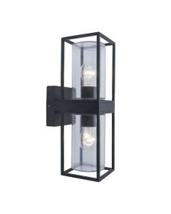 Lutec - Flair - 5288804012 - Black Clear Glass 2 Light IP44 Outdoor Wall Light