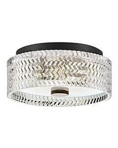 Hinkley Lighting - Elle - HK-ELLE-F-S-BK - Black Clear Frosted Glass 2 Light Flush Ceiling Light