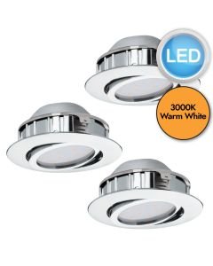 Eglo Lighting - Set of 3 Pineda - 95852 - LED Chrome Recessed Ceiling Downlights