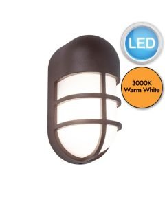 Lutec - Bullo - 6383001445 - LED Rustic Brown Opal IP54 Outdoor Bulkhead Light