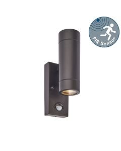 Saxby Lighting - Palin - 75433 - Black Clear Glass 2 Light IP44 PIR Outdoor Sensor Wall Light
