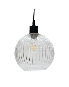 Betchley - Clear Ribbed Glass Globe Easy Fit Pendant Shade