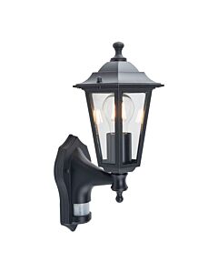 Eversham - Black Six Sided Lantern Motion Sensor Outdoor Light