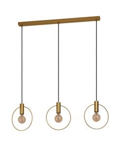 Eglo Lighting - Manizales - 98835 - Brushed Brass 3 Light Bar Ceiling Pendant Light