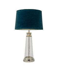 Endon Lighting - Winslet - 90545 - Clear Hammered Glass Teal Table Lamp With Shade